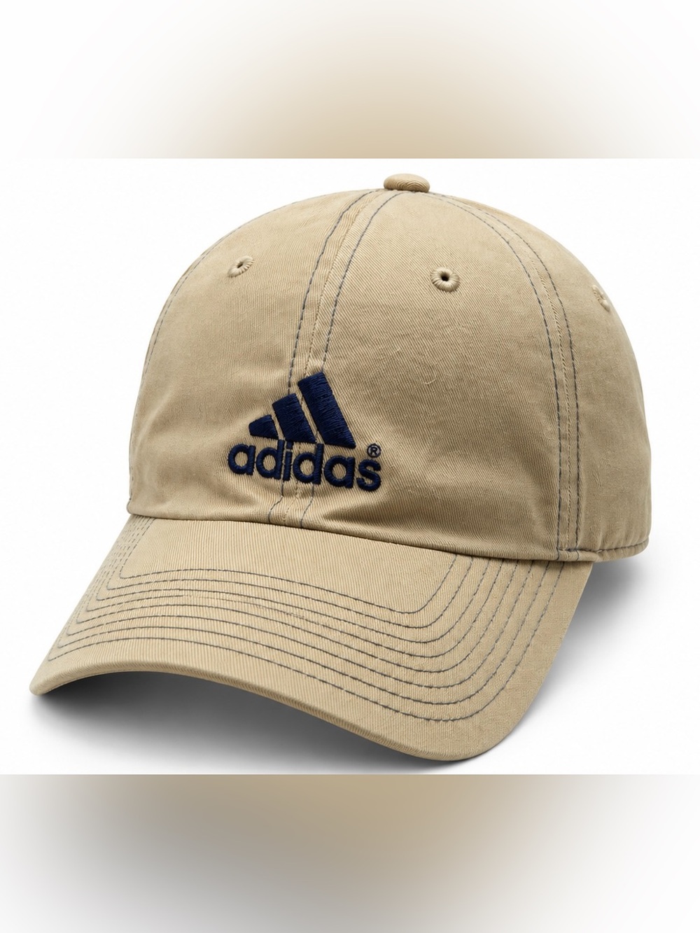 Adidas Khaki Tan Dad Hat Cap Adjustable Strapback Embroidered Logo Cotton